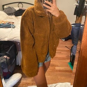 brown fur jacket
